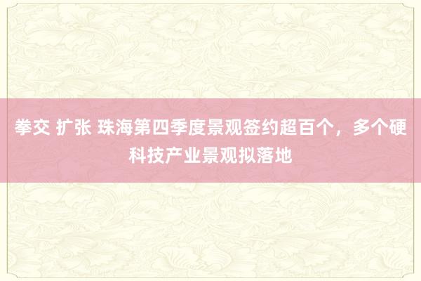 拳交 扩张 珠海第四季度景观签约超百个，多个硬科技产业景观拟落地