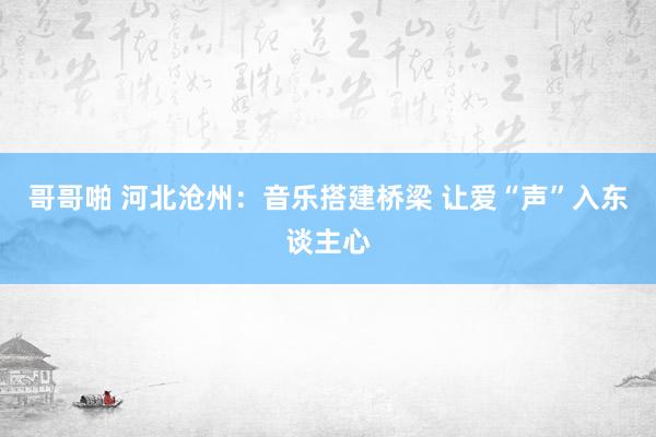 哥哥啪 河北沧州：音乐搭建桥梁 让爱“声”入东谈主心