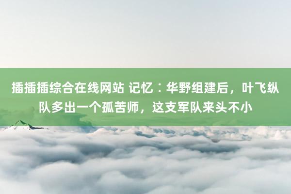 插插插综合在线网站 记忆∶华野组建后，叶飞纵队多出一个孤苦师，这支军队来头不小